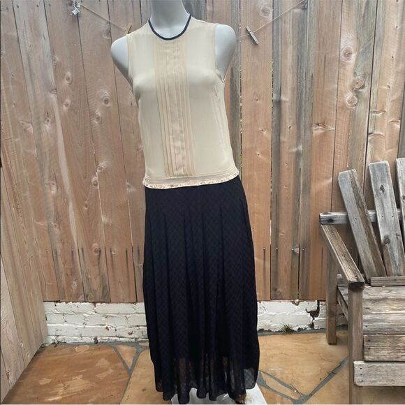 SANDRO HANAE CHIFFON MAXI DRESS BLK BLUSH Size 2 - Picture 5 of 16